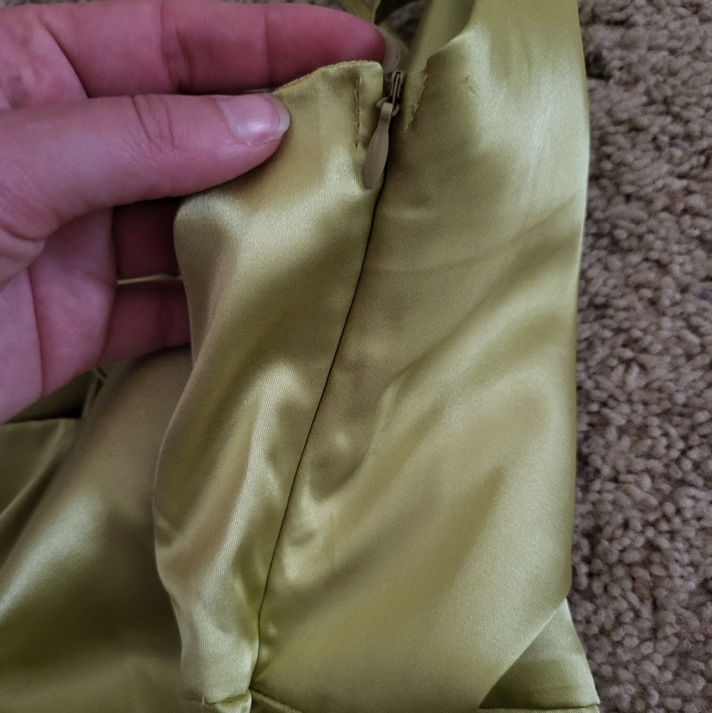 Lime Green silk drawstring dress - Picture 6 of 7